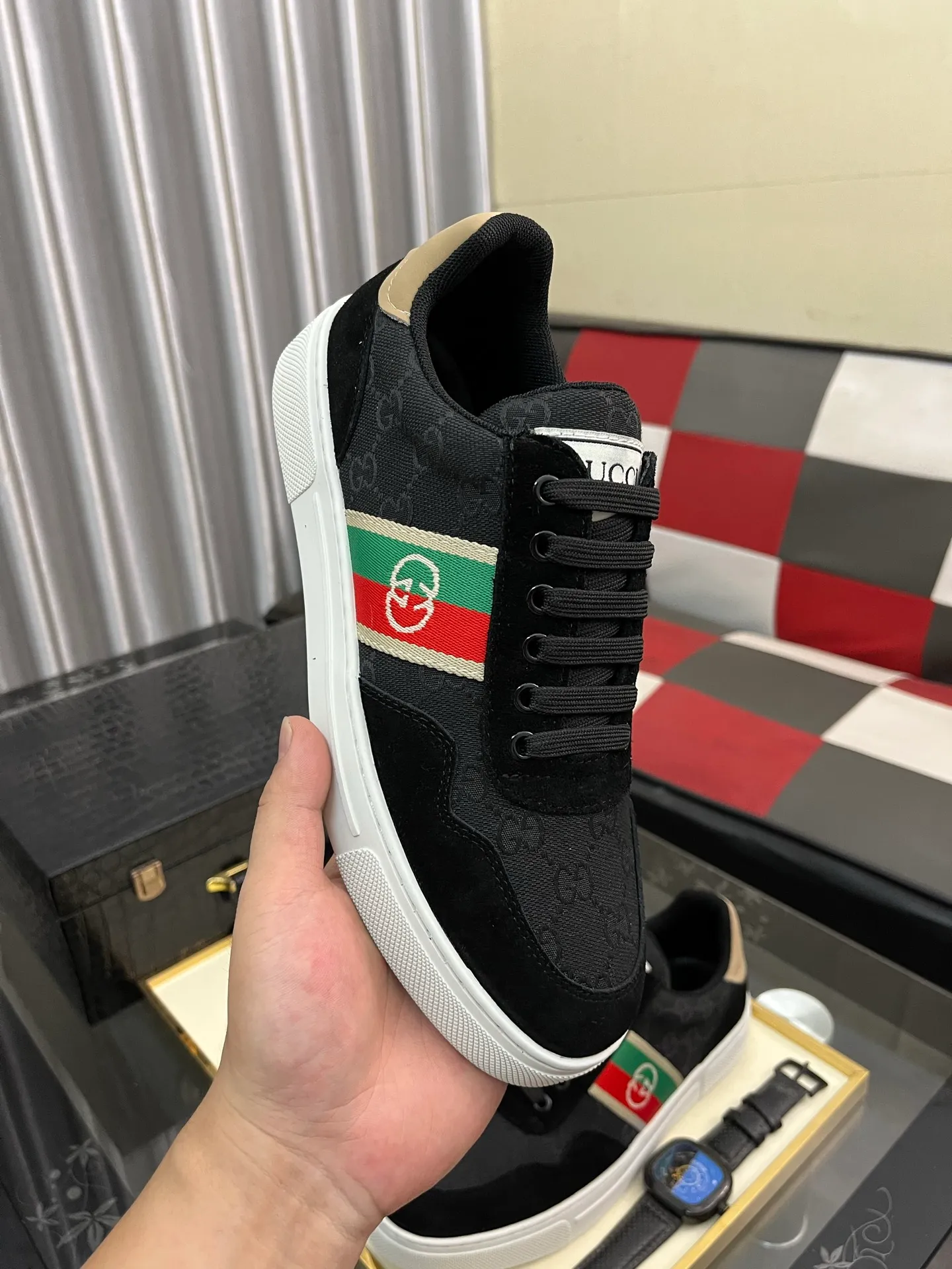 Men's shoes 💰440⌚️⌚️ (GUCCI) Men's casual shoes from Gucci's official website, the same style, the upper is made of cowhide with imported new brand elements Gucci, showing a good atmosphere, simple design, super versatile, 🐑 leather lining, air-cushion rubber outsole, size 38-443️⃣ colors available
